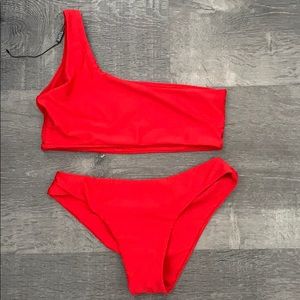 Zaful Red One Shoulder Bikini
